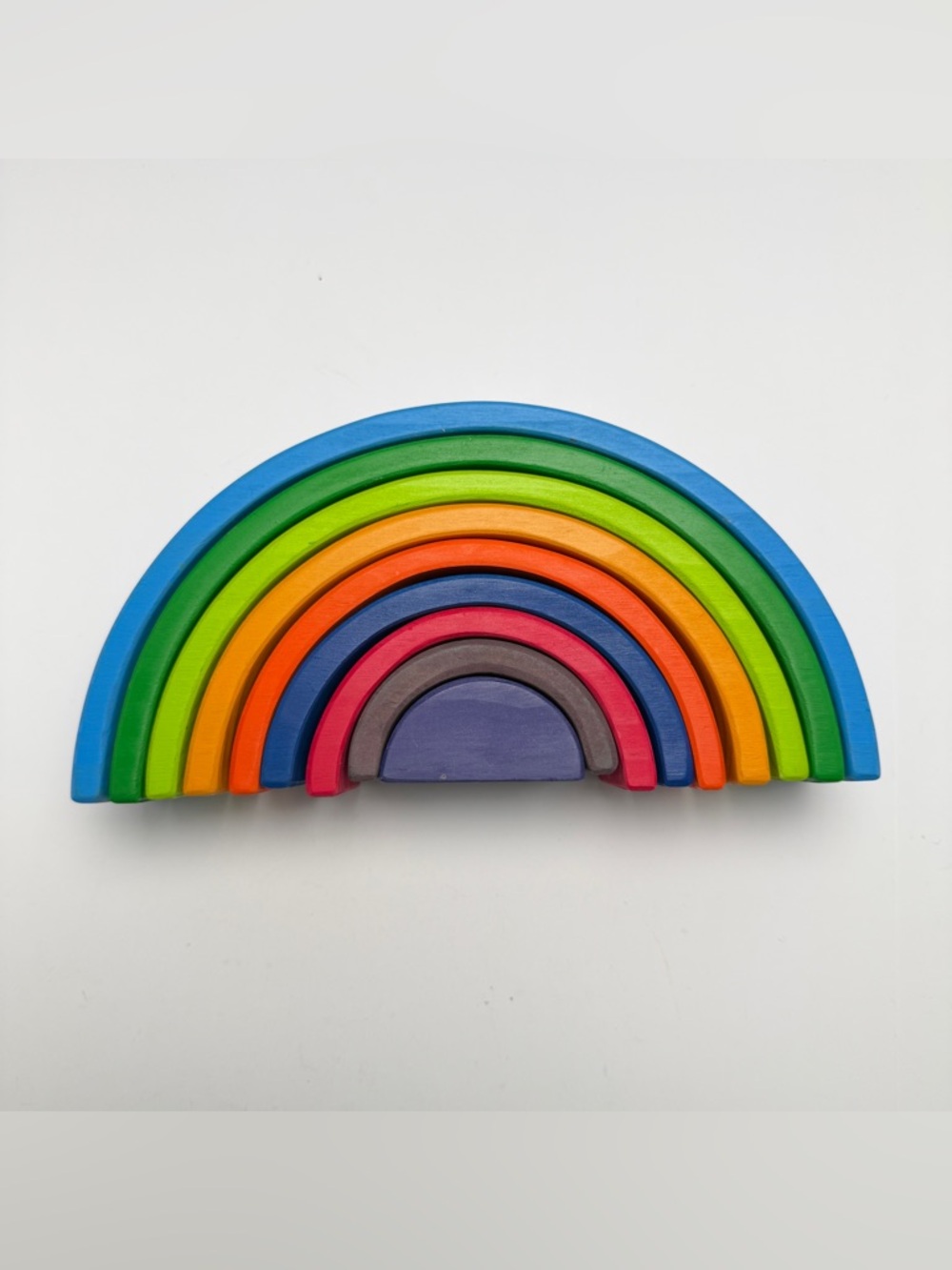 Wooden Rainbow Stacking Toy - Multicolor Kids Puzzle(Sample—defective.⚠️⚠️⚠️）